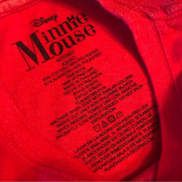 Disney Minnie Mouse Girls Size XS Red T-Shirt Short Sleeves Elastic Tee - Picture 4 of 12